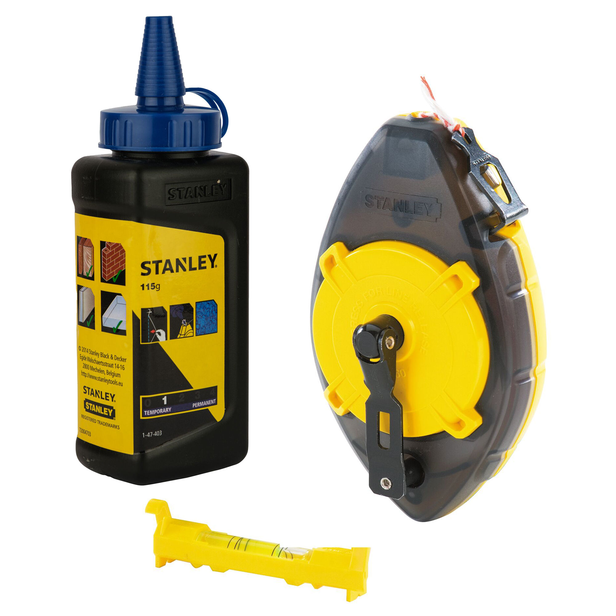 Stanley PowerWinder Chalk Line Reel with Chalk and Level 30m - STA047465