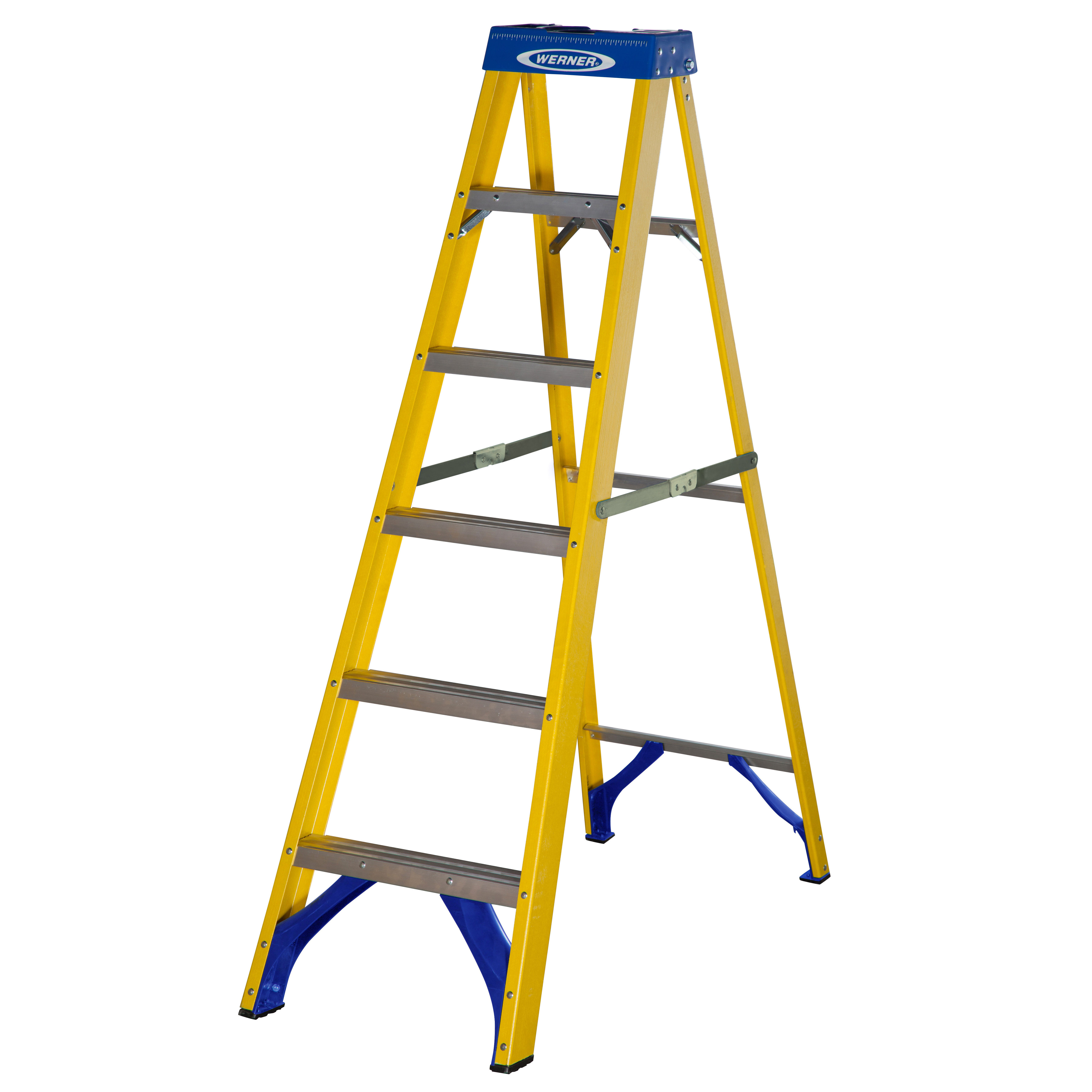 Werner Fibreglass Swingback Stepladder 6 Tread - 7160618