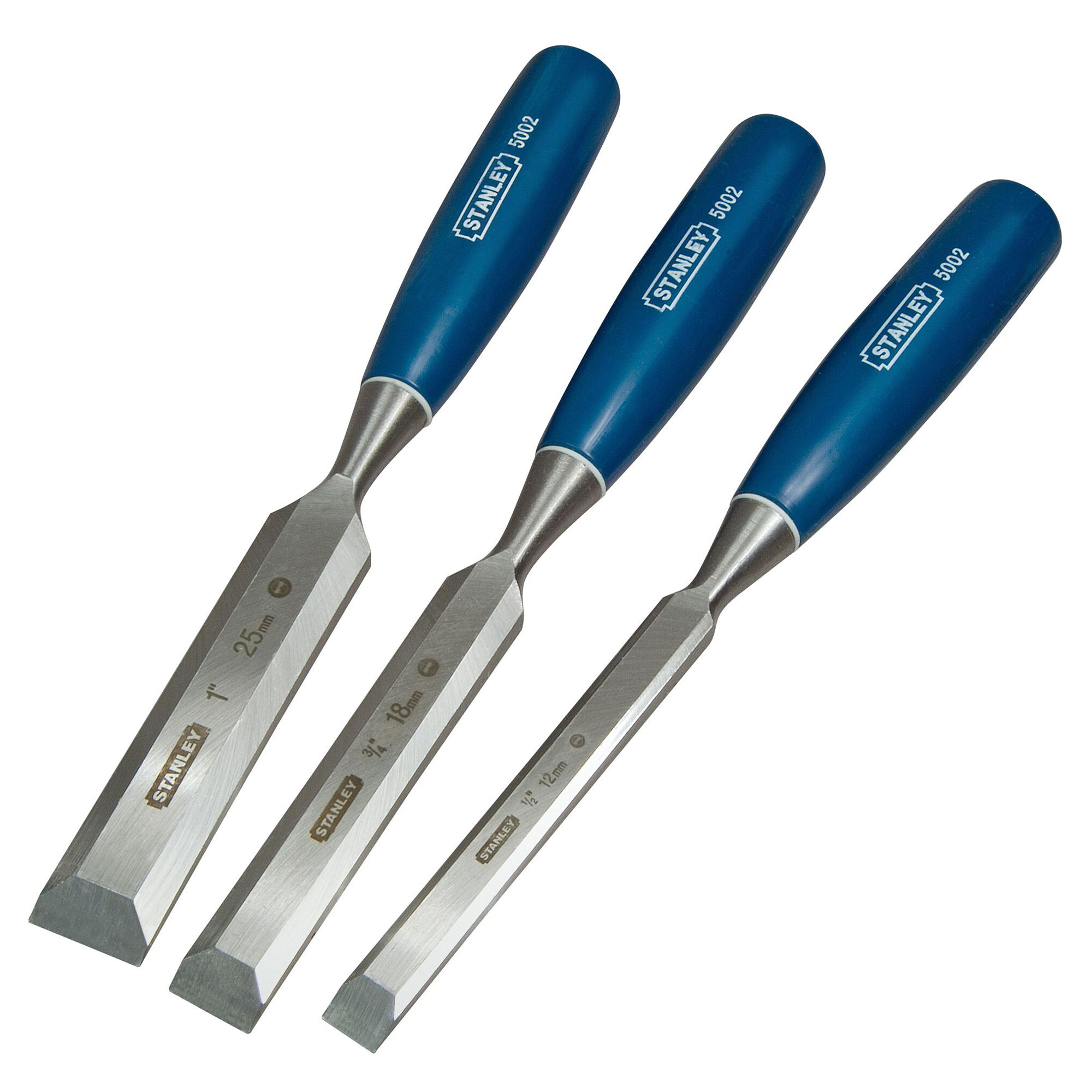Stanley 5002 Series Wood Chisel Set (3 Piece) 12mm, 18mm, 25mm - STA016128