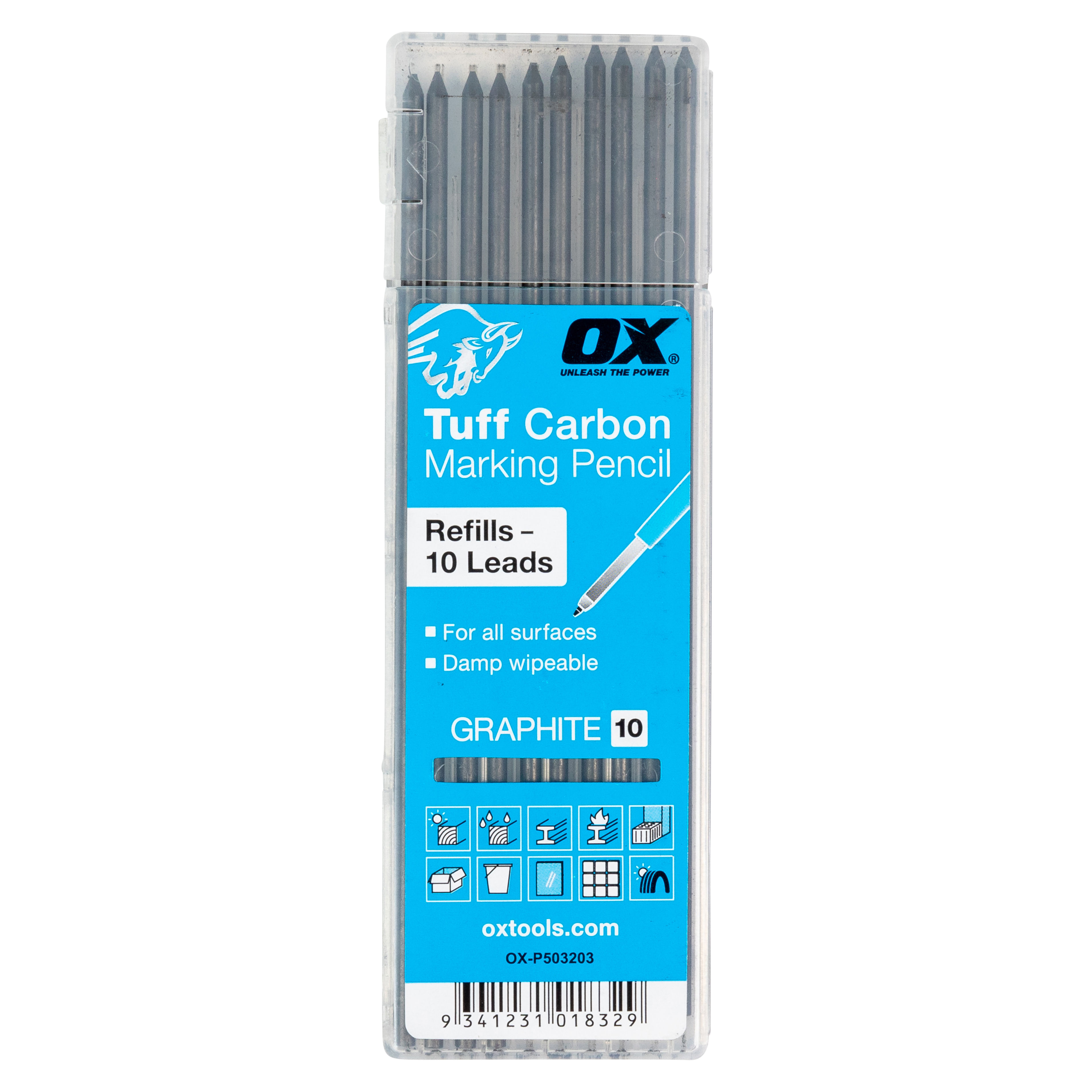 OX Tuff Carbon Marking Pencil Lead Refills (10 Pack) Graphite OX-P503203