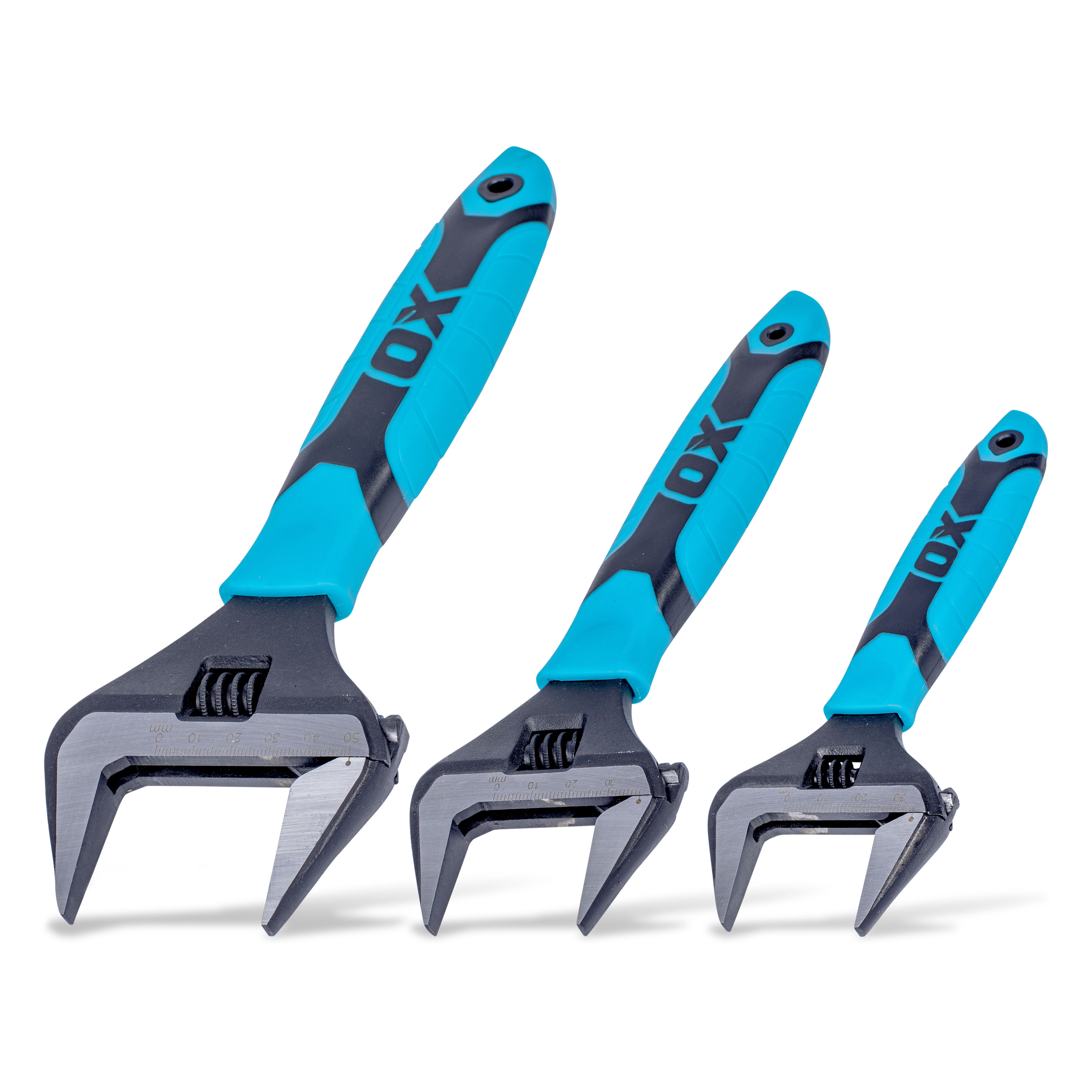 OX Pro Adjustable Wrench Extra Wide Jaw - 3 Pack