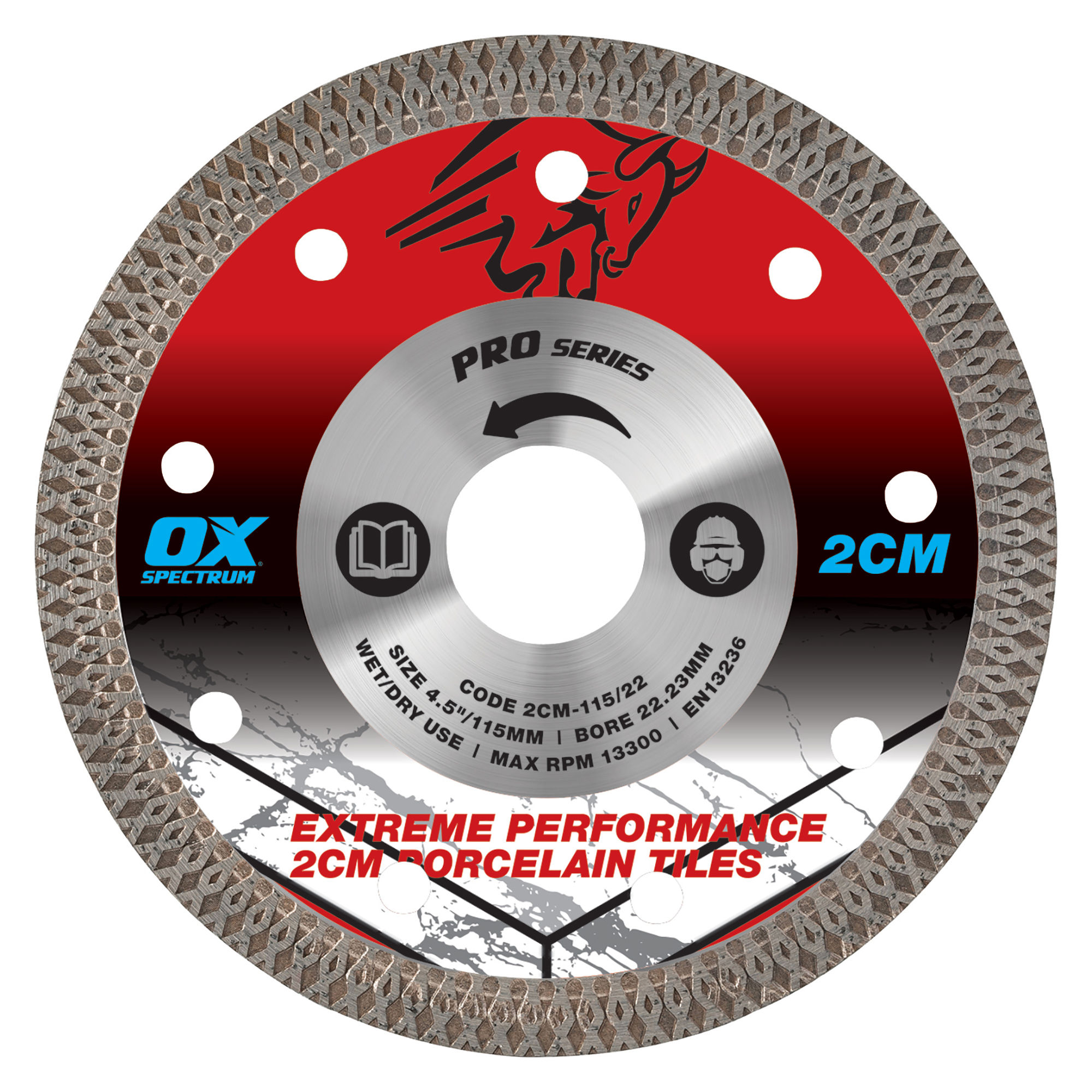 OX Pro 2cm Porcelain Cutting Blade 115mm x 22.23mm - 2CM-115/22