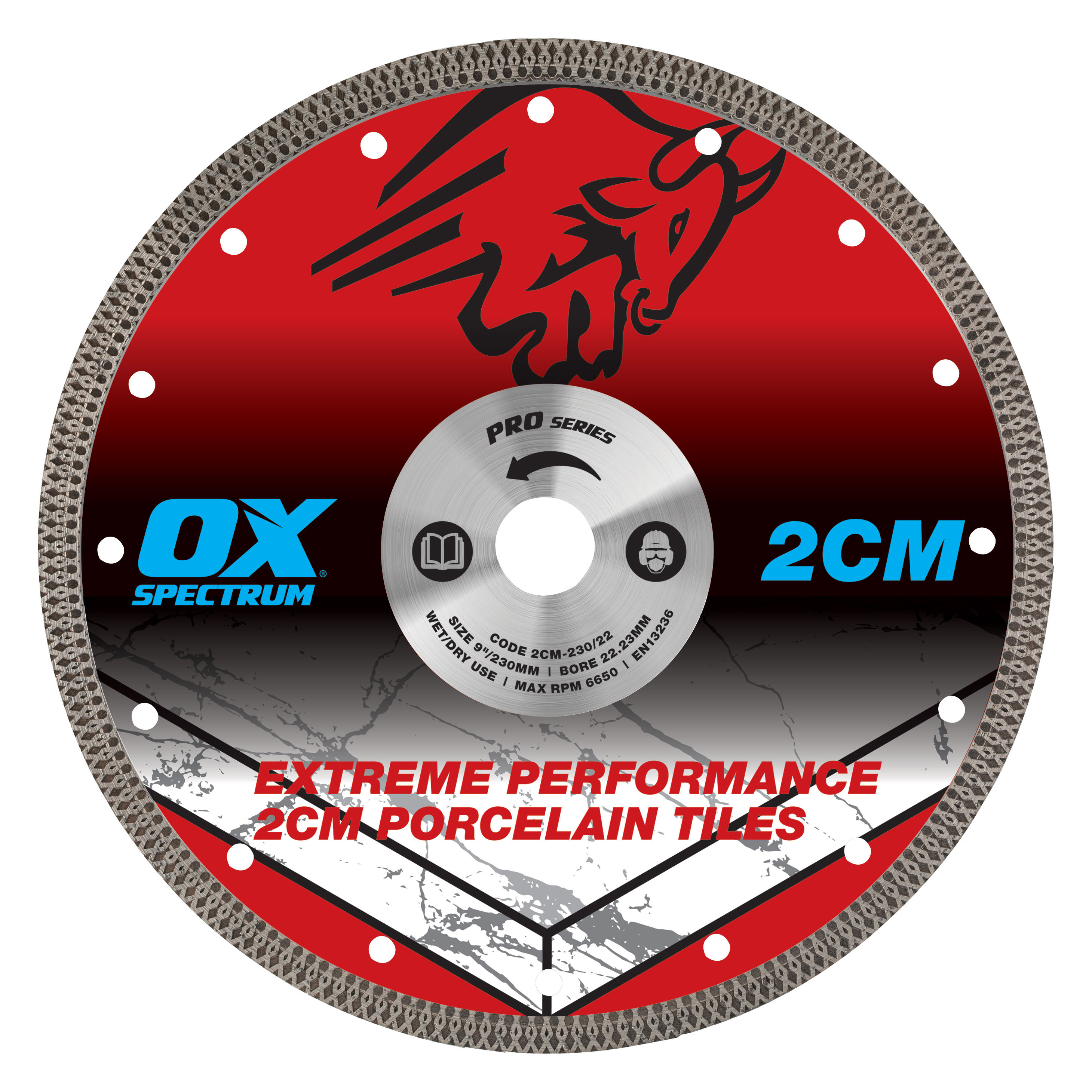 OX Pro 2cm Porcelain Cutting Blade 230mm x 22.23mm - 2CM-230/22
