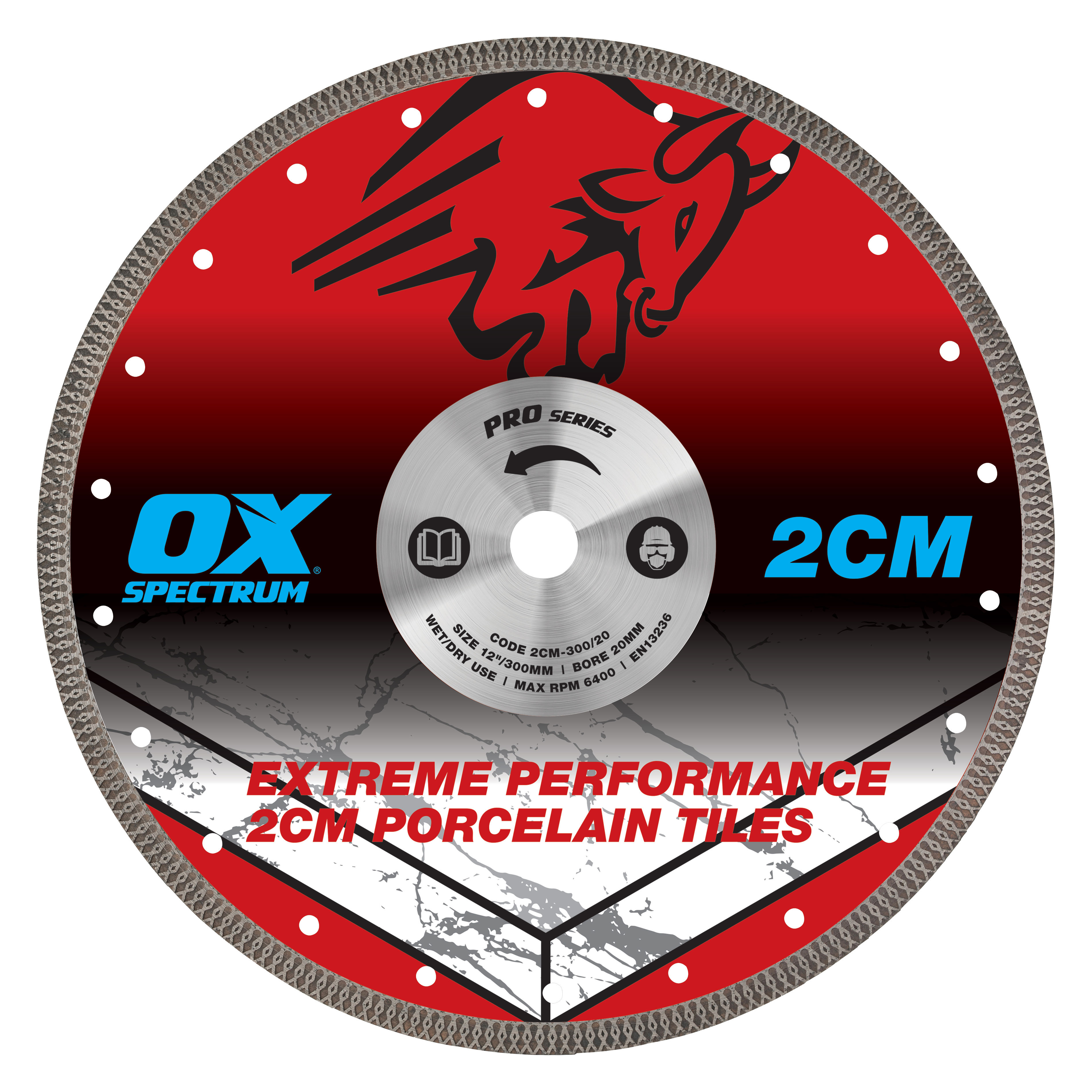 OX Pro 2cm Porcelain Cutting Blade 300mm x 20mm - 2CM-300/20