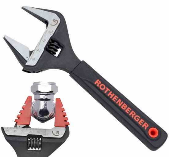 Rothenberger Adjustable Wrench Wide Jaw with Jaw Protectors 8" - 70460