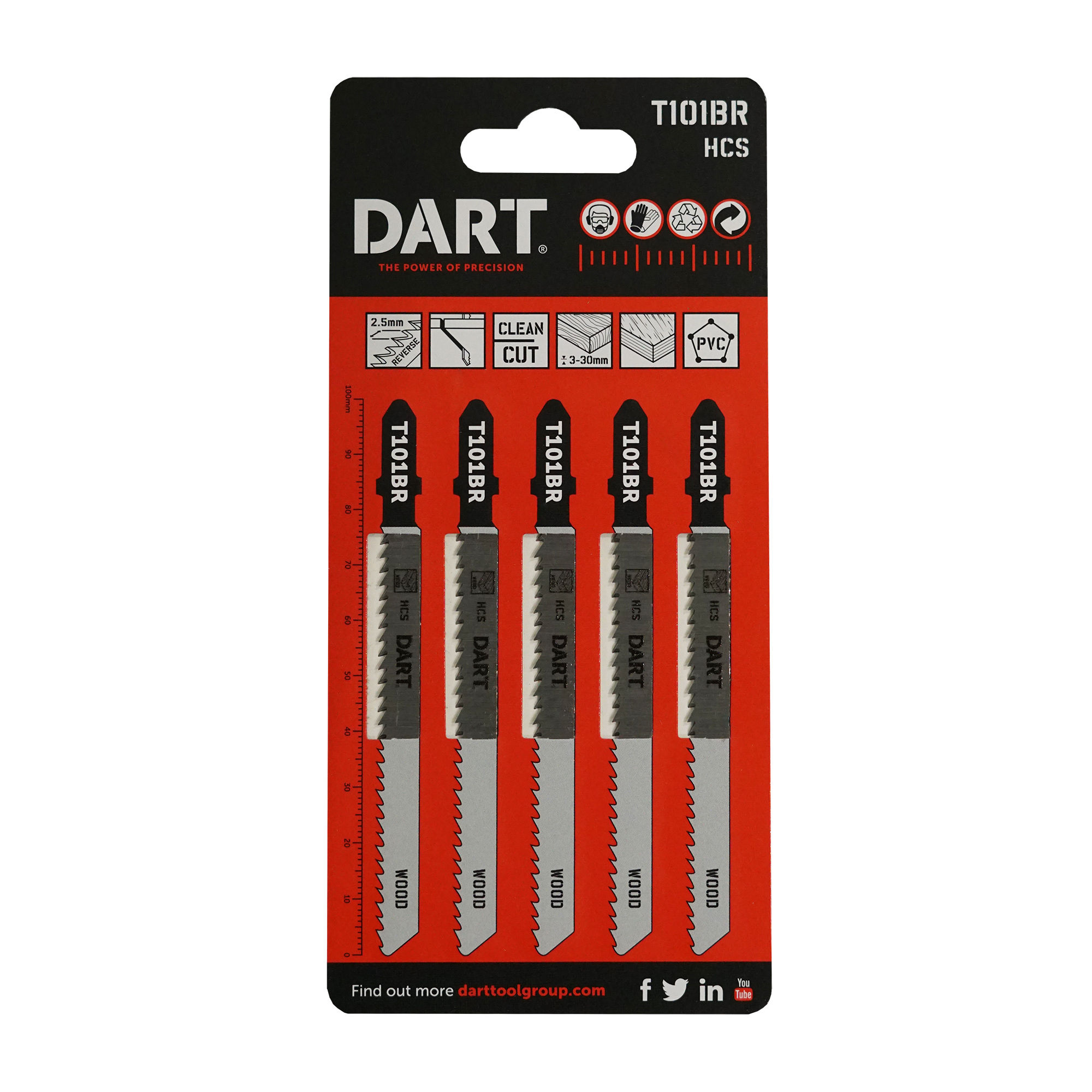 Dart T101BR Wood-Cutting Jigsaw Blades (5 Pack) 75mm - DJB13