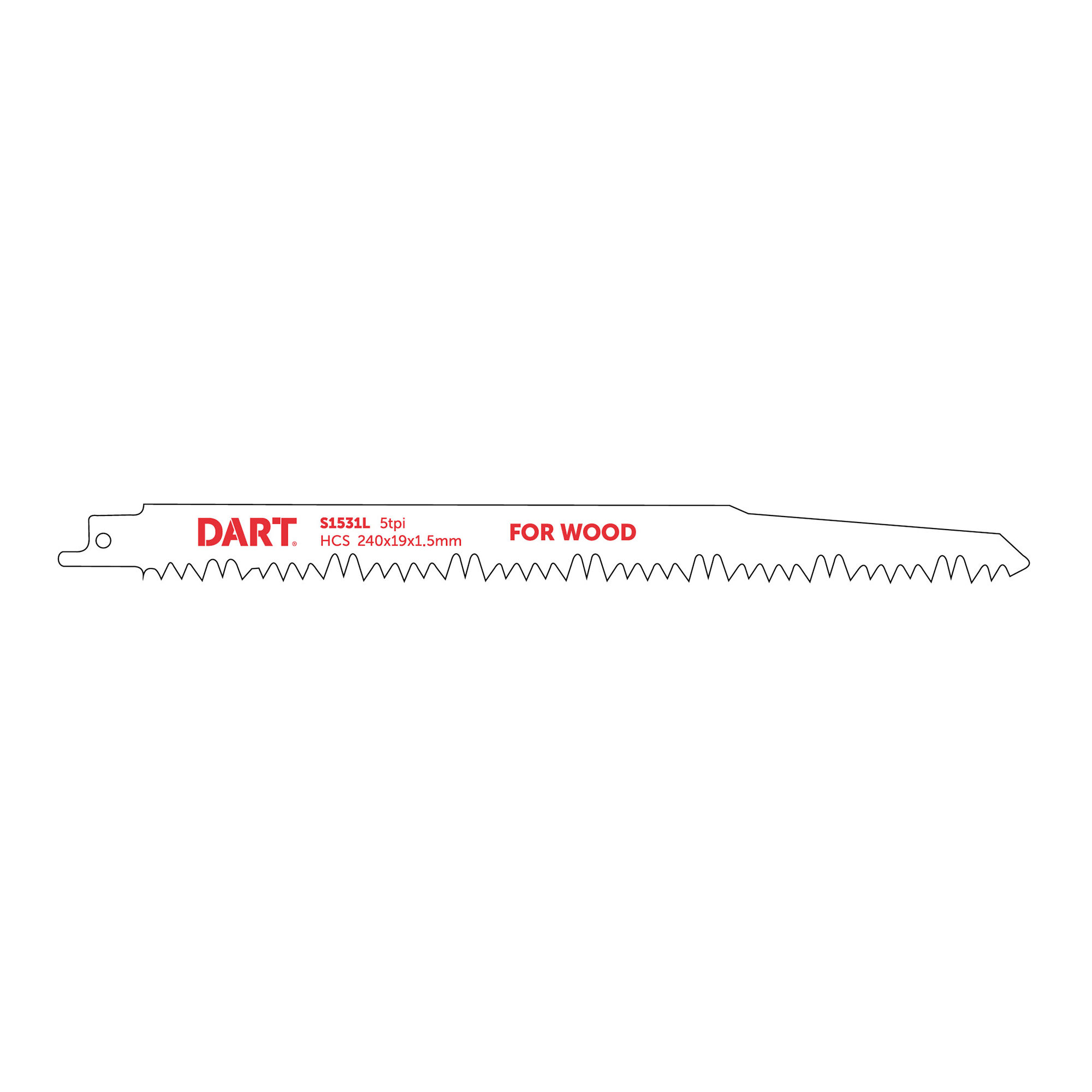 Dart S1531L Wood Cutting Reciprocating Saw Blades (5 Pack) 220mm - DRB51