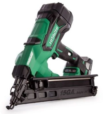 Hitachi Brushless 15Ga Angled Nailer with 2x3Ah Li-ion Batteries NT1865DBAL/JX