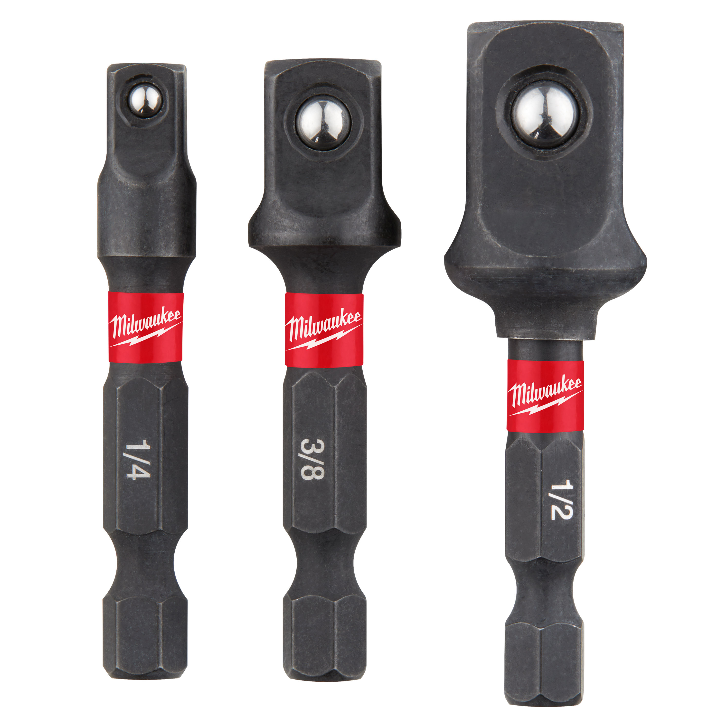 Milwaukee Shockwave Impact Duty Socket Adaptor Set 1 4 3 8 1 2 3 Piece 4932479228