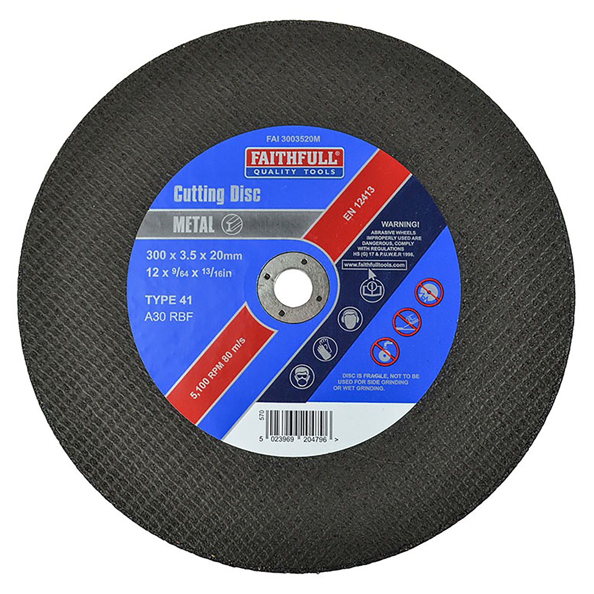 Faithfull Metal Cut Disc Stihl 300mm x 3.5mm x 20mm - FAI3003520M