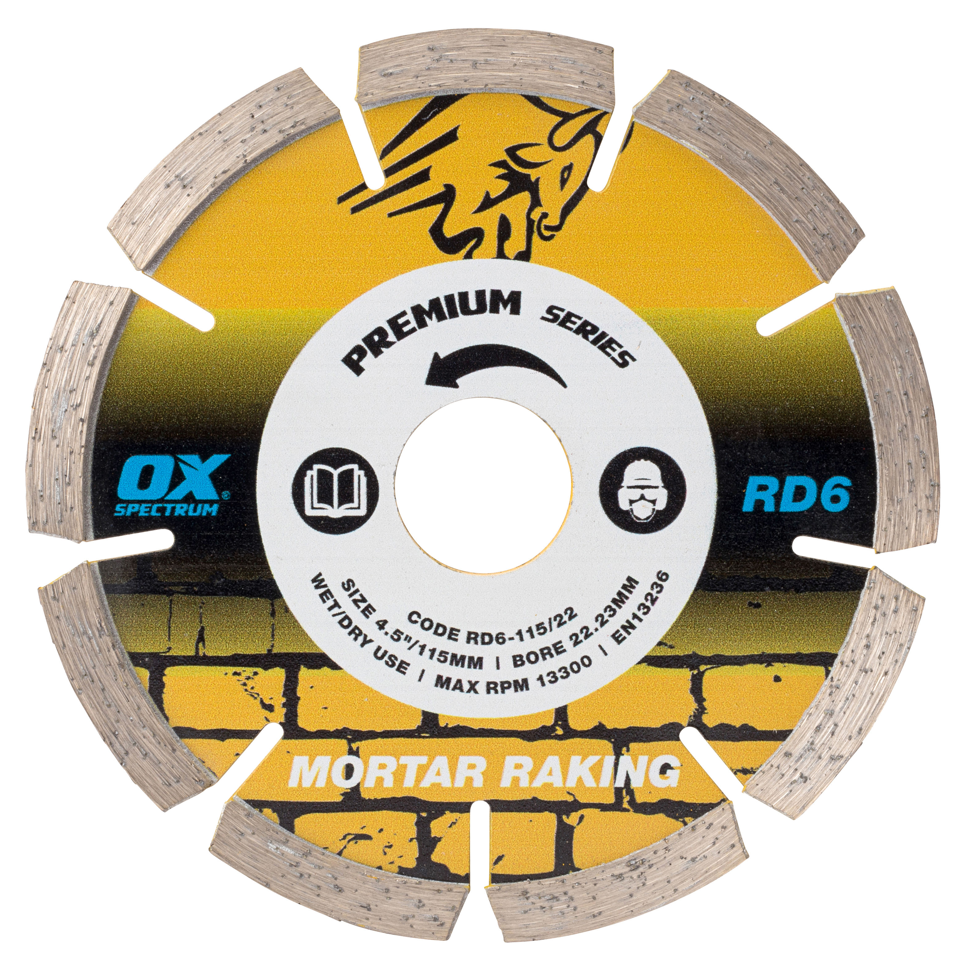 OX Spectrum Plus Diamond Mortar Raking Blade 115mm x 22.23mm - RD6-115/22
