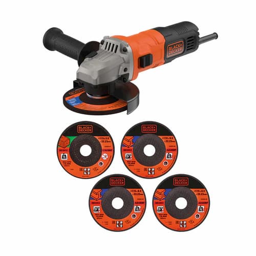 Black + Decker 710w Grinder 115mm with 4x Metal & 1x Stone Cutting Discs - BEG010A5-GB