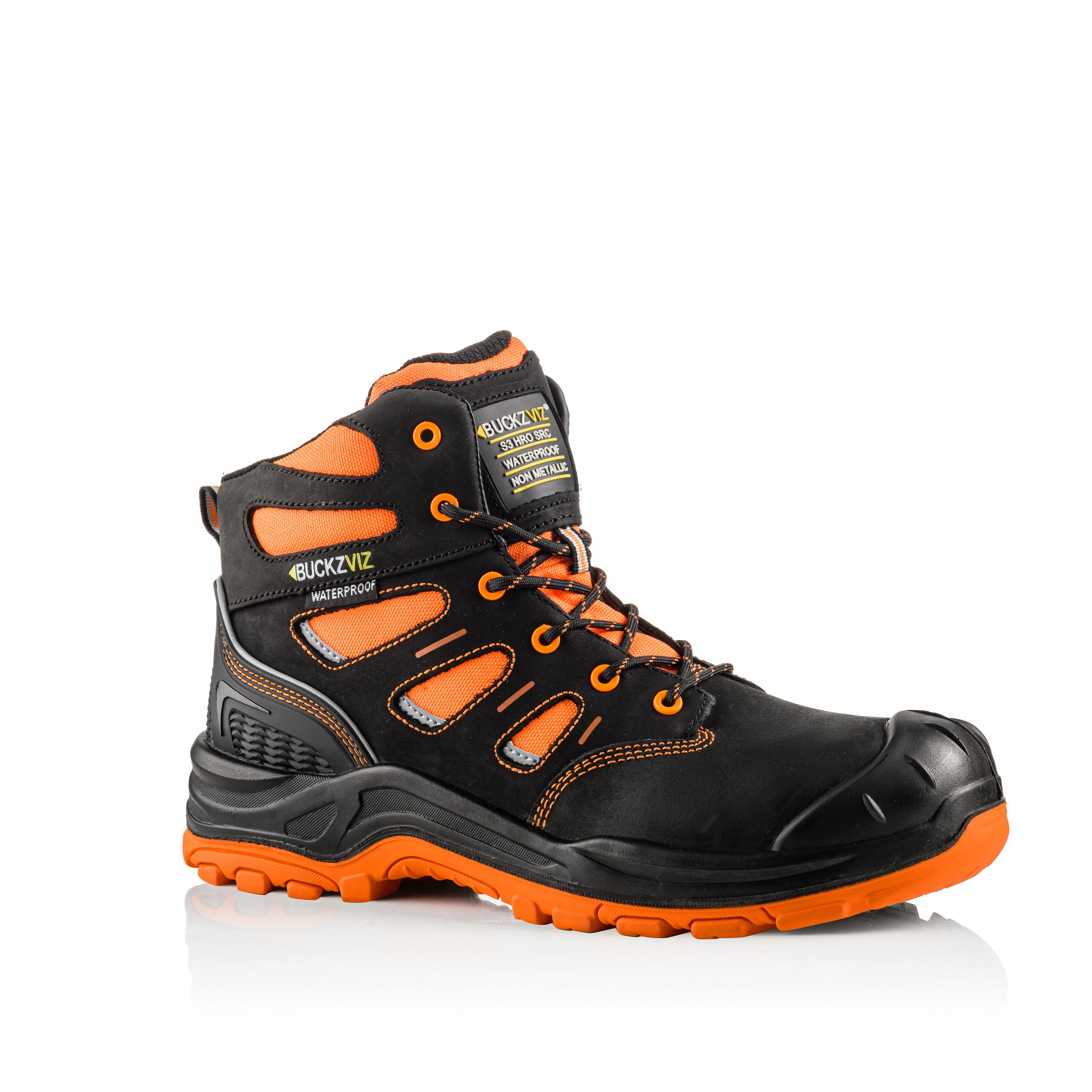 Buckler Buckz Viz Hi-Vis Safety Lace Boots Black/Orange - BVIZ2ORBK