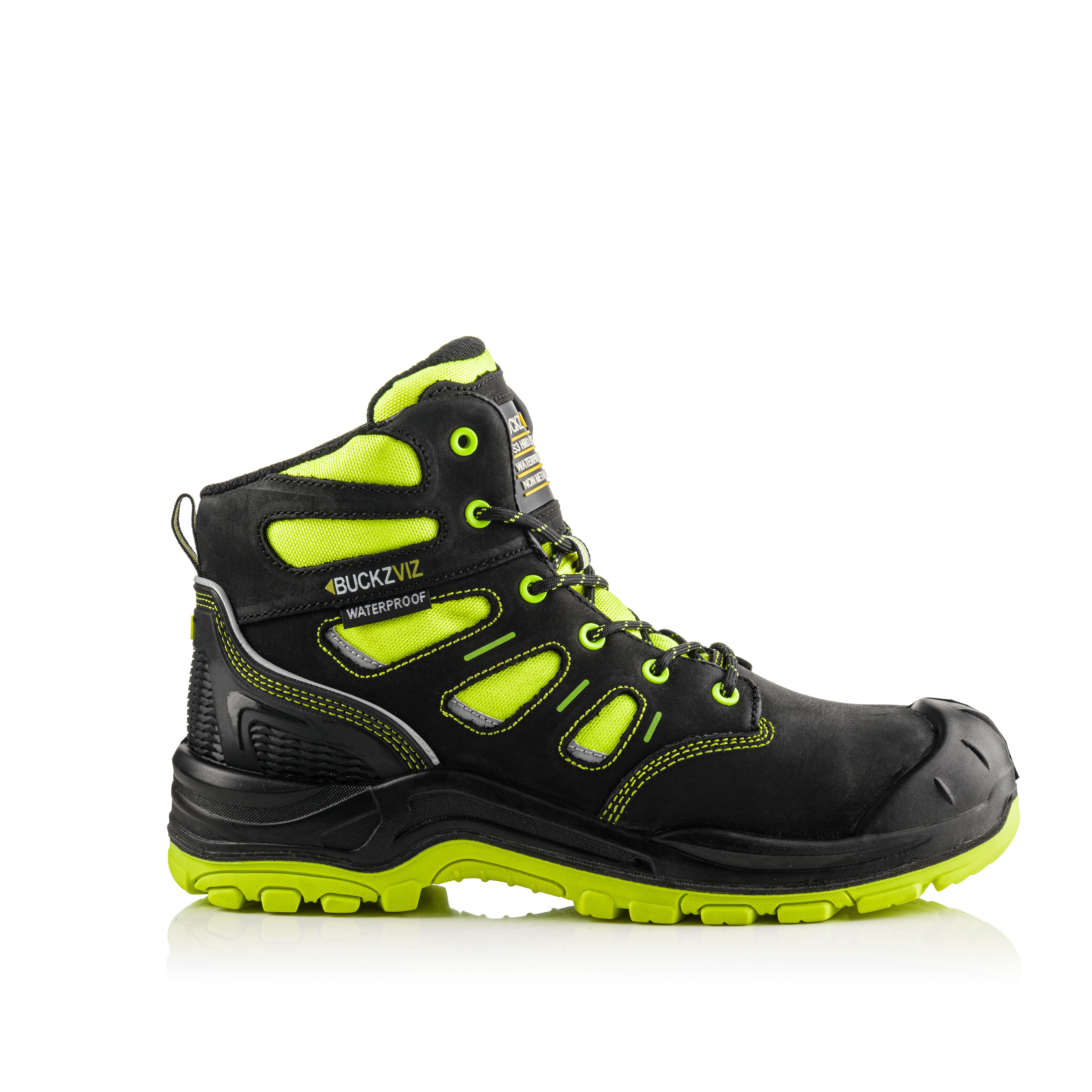 Buckler Buckz Viz Hi-Vis Safety Lace Boots Black/Yellow - BVIZ2YLBK