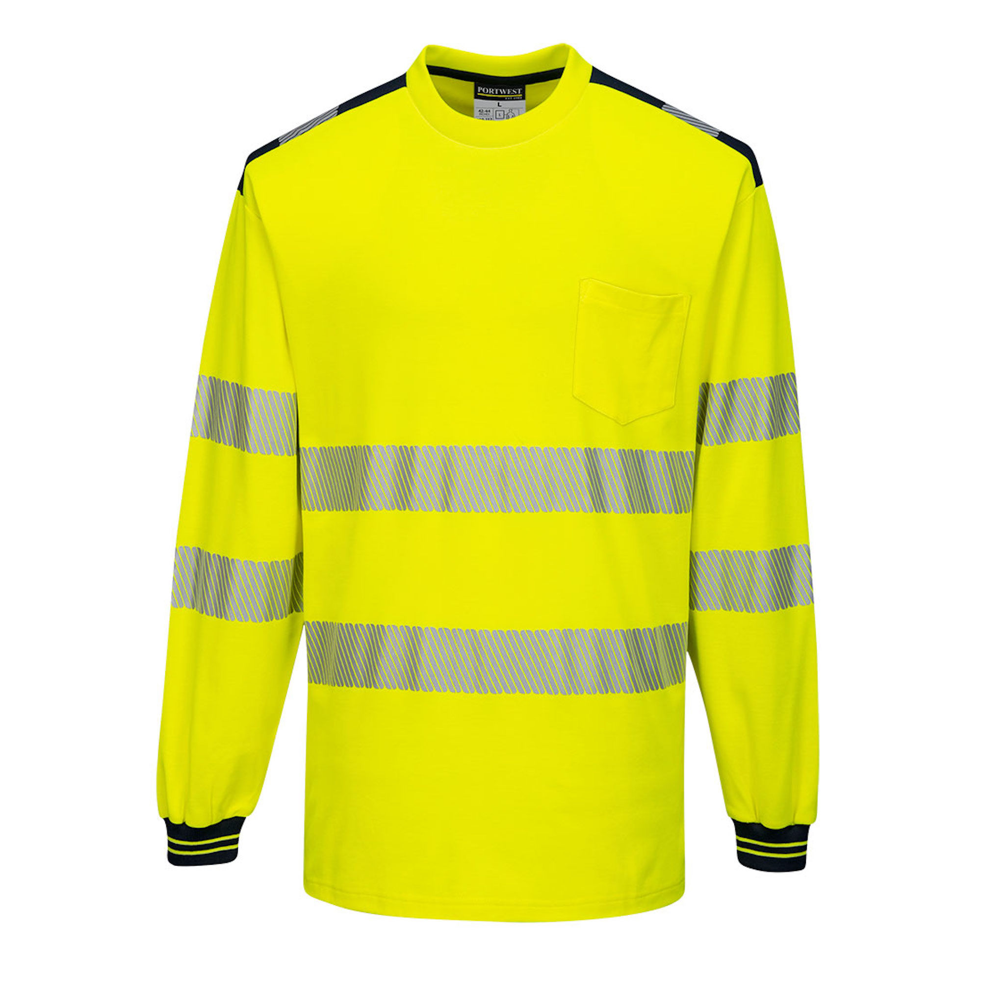Portwest Hi-Vis Long Sleeve T-Shirt Yellow/Black