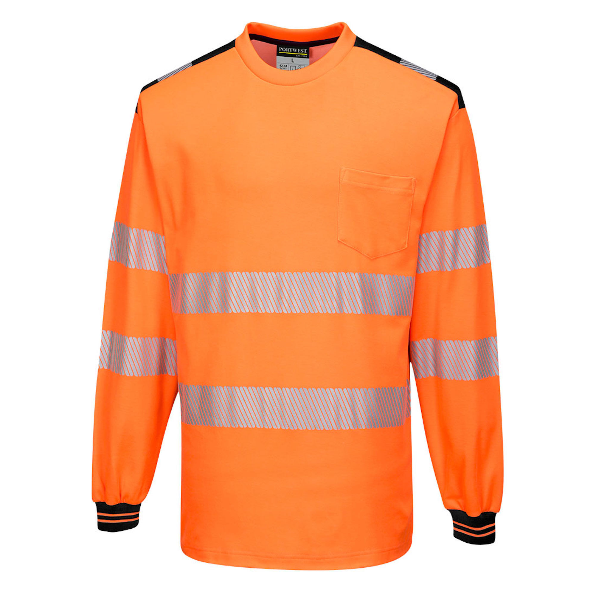 Portwest Hi-Vis Long Sleeve T-Shirt Orange/Black