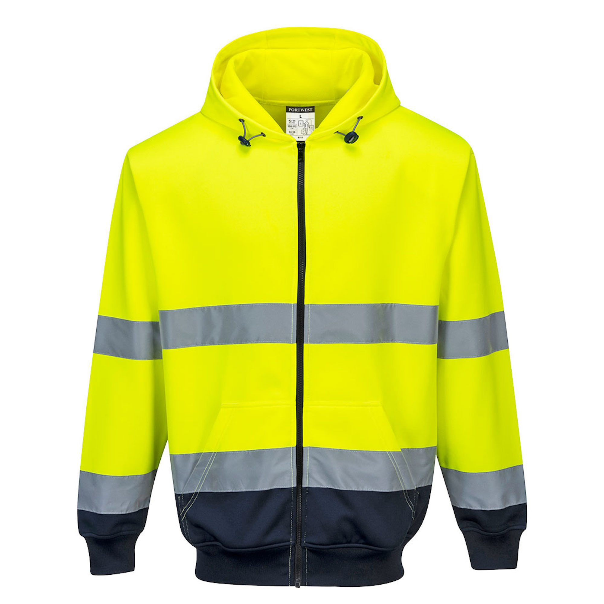 Portwest Hi-Vis Zip Up Hoodie Yellow/Navy