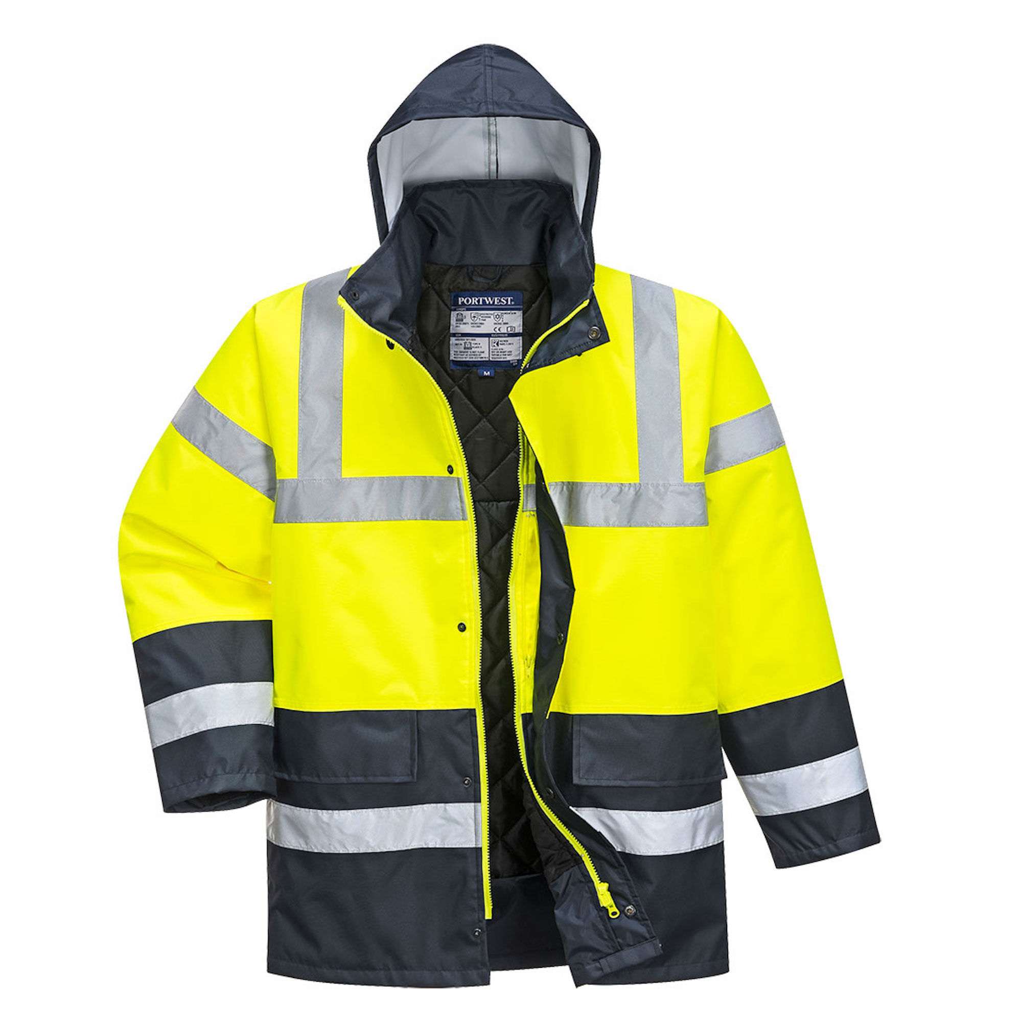 Portwest Hi-Vis Contrast Traffic Jacket Yellow