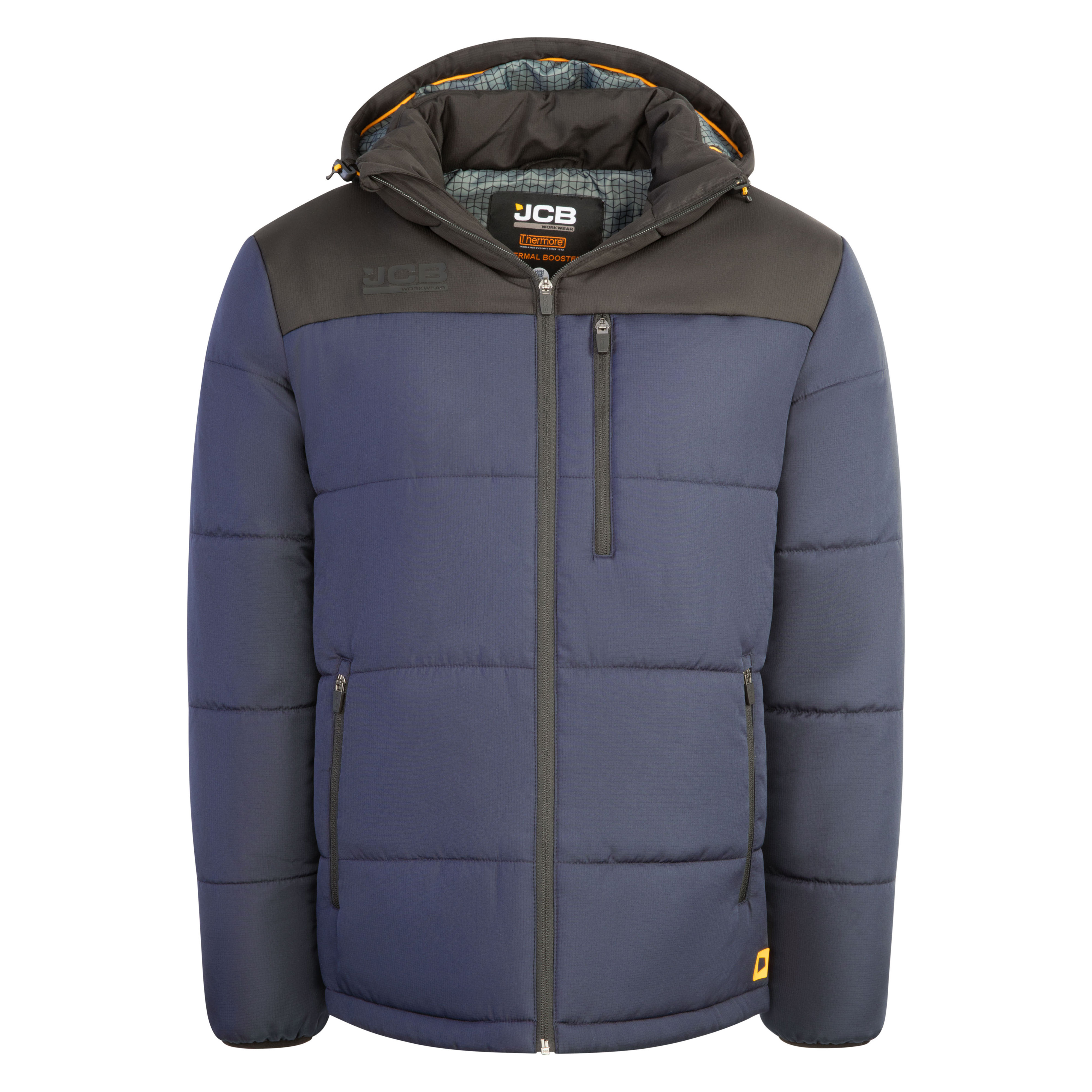 JCB Unisex Padded Jacket with Hood Navy/Black