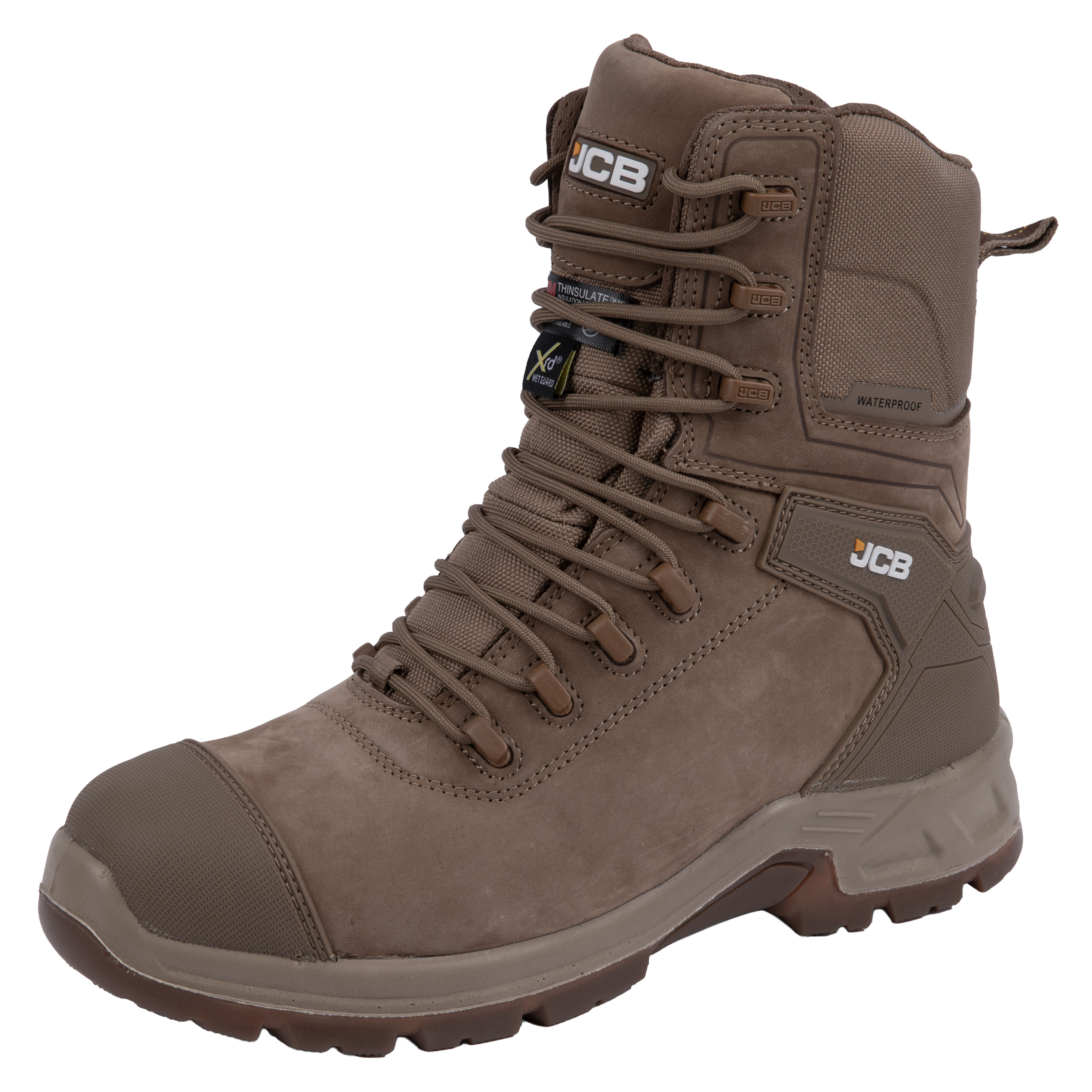JCB Trencher High Leg Side Zip S7S Safety Boots Stone